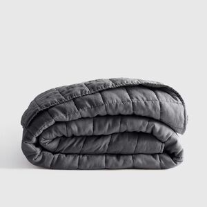 QUINCE European Linen Box Quilt Full/Queen Charcoal 3791